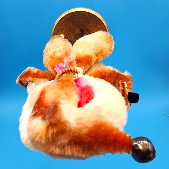 Vintage 1950s Shabby Chenille Santa Ornament Googly Eyes Red Nose Decor Japan - Picture 9 of 10